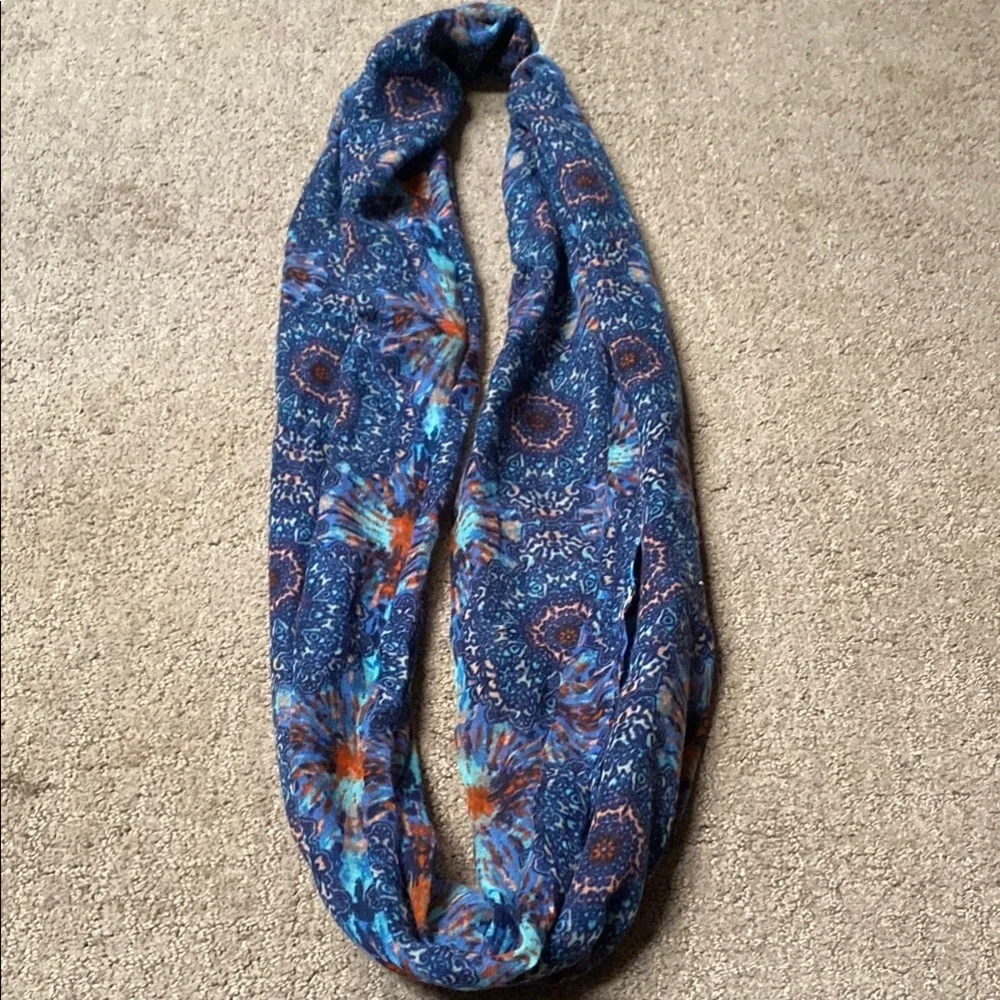 Blue and Orange Infinity Scarf with a Whimsical Design Spring Fall